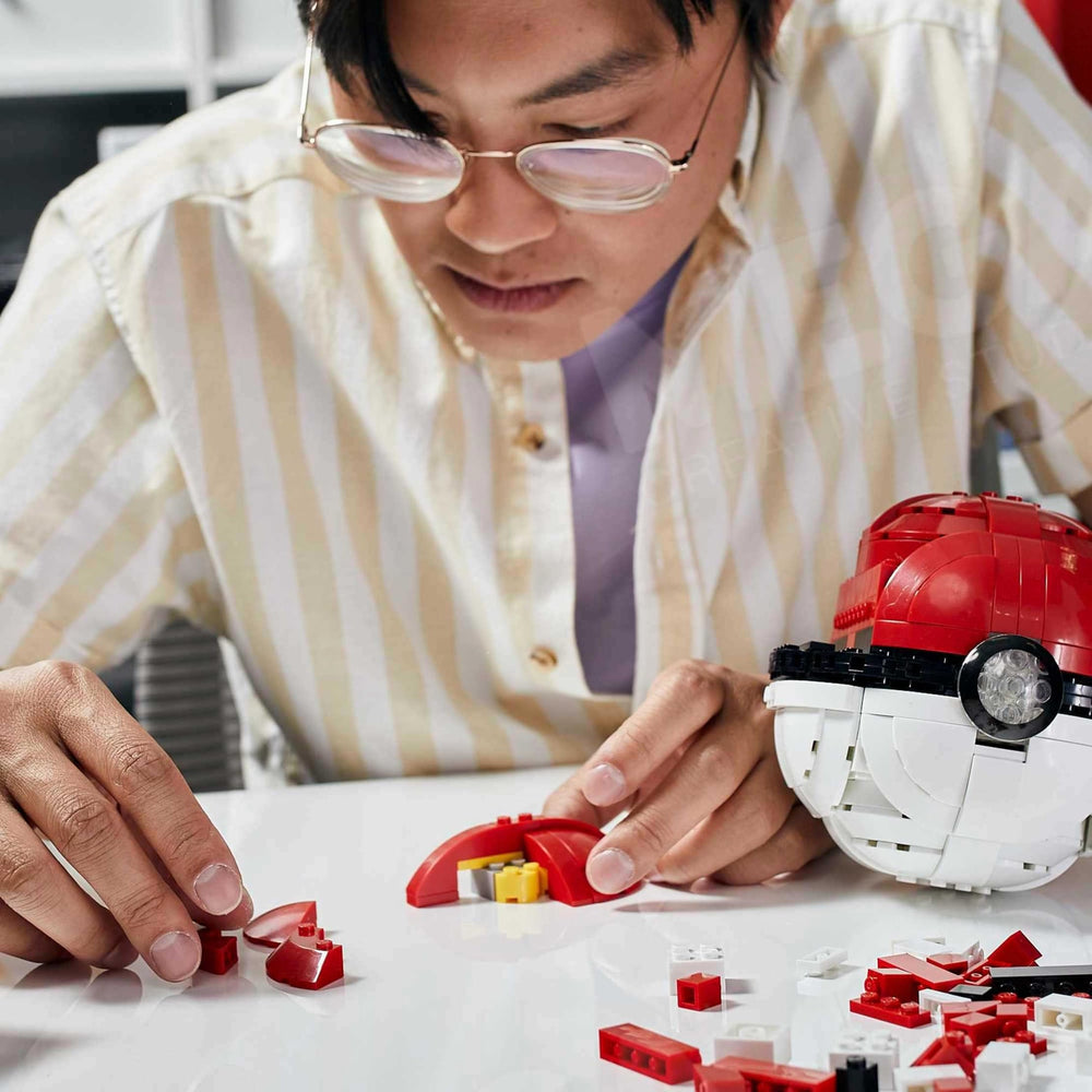 Mega Construx Pokemon Jumbo Pokeball display stand ready for centerpiece setup.