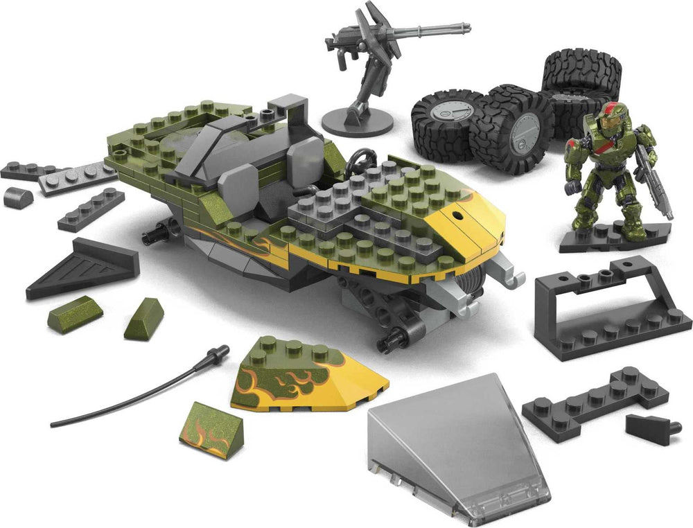 Mega Halo Red Team Warthog Rescue gauss turret with pivoting action
