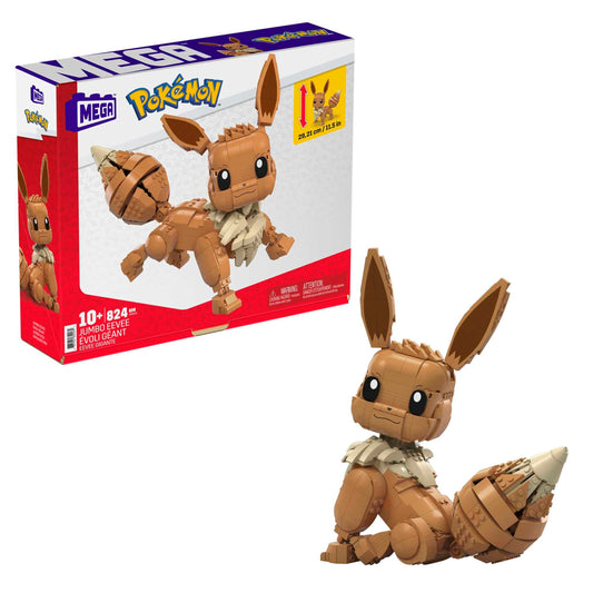 Mega Brands Mega Pokemon Jumbo Eevee front stand view ideal for display and imaginative play
