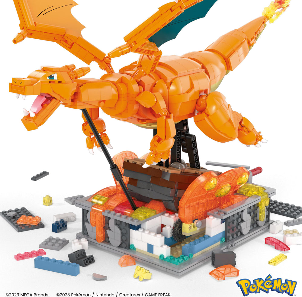 Poseable Charizard figure with movable joints for varied displays.