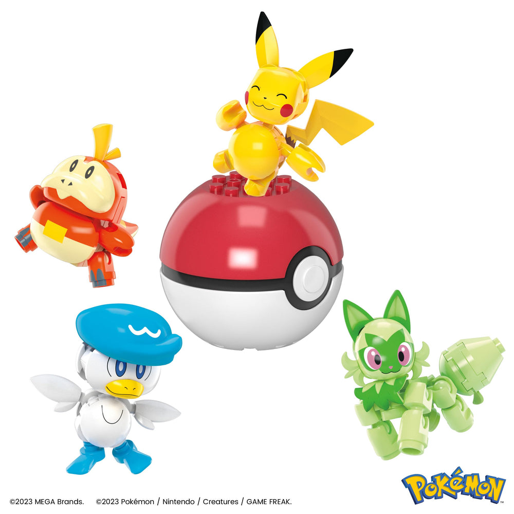 Mega Brands Sprigatito Paldea figure, movable joints for expressive play.