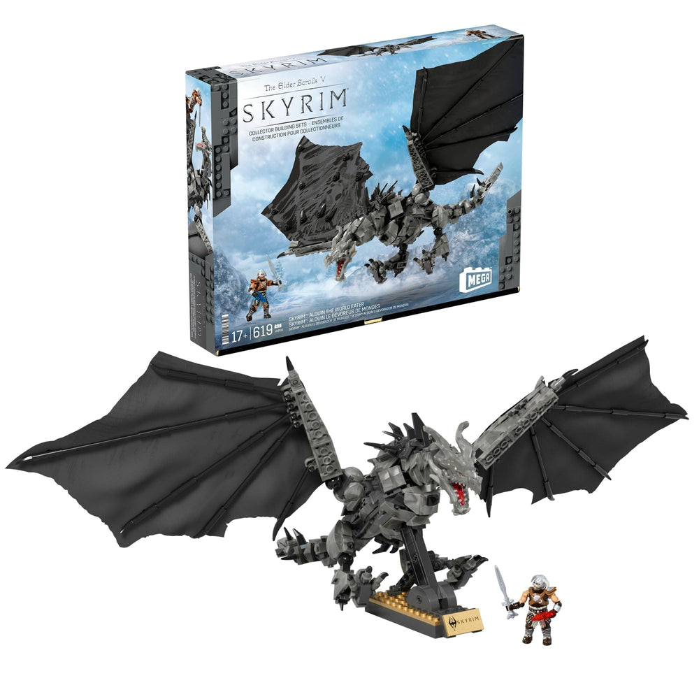 Mega Brands Alduin World Eater buildable figure ready for dramatic display.