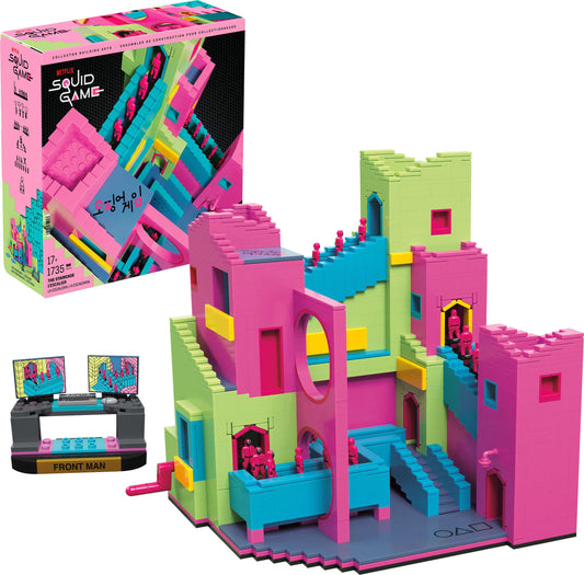 Mega Brands Squid Game staircase build kit with 1707 pieces for display.