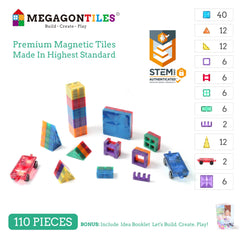MEGAGONTILES two-wheel-bases enable stable, versatile constructions for endless configurations.