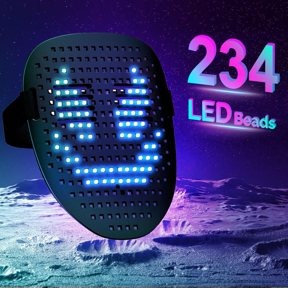 MEGOO LED mask with rechargeable battery for extended glow.