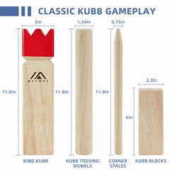 Megwoz king kubb stands tall during a friendly lawn match.