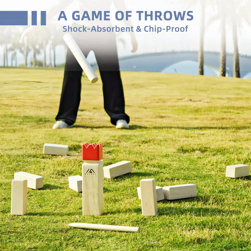 Megwoz tossing dowels ready for precise throws and competitive fun.