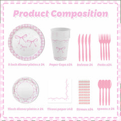 MEHOFOND bridal shower pink tableware creates cohesive, themed decor.