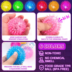 Meijoy blue light up spike ball for stress relief and play