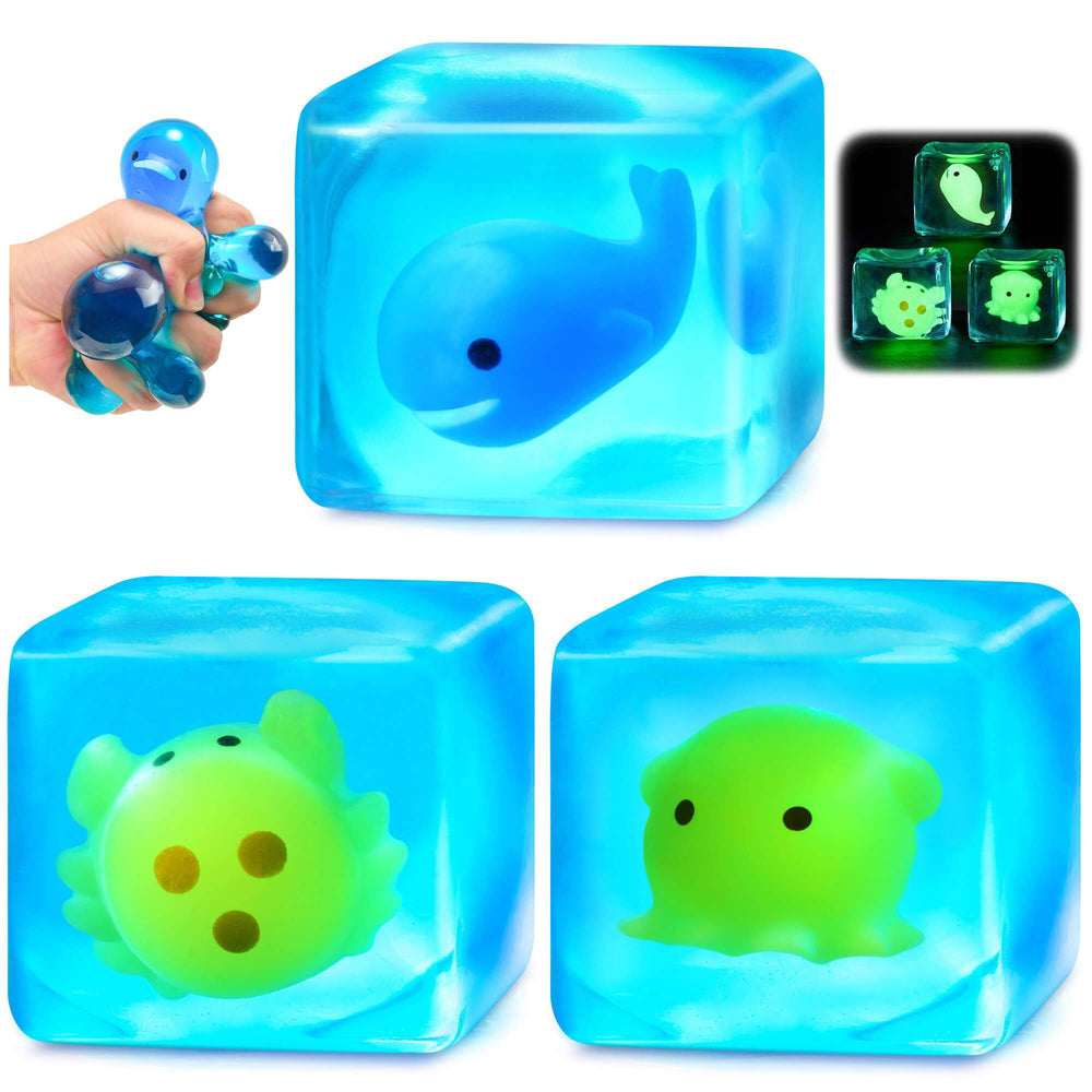 Meijoy Squishy Stress Cube with ice exterior for sensory squeezing