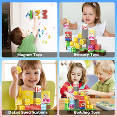 Blocks click together with magnets for engaging play