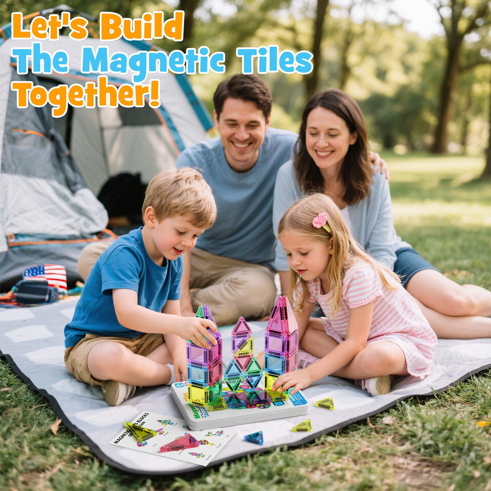MEIQ building castles and robots with 3D pieces during quiet play.