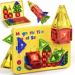 MEIQ mini magnetic tiles travel set for on-the-go creativity.
