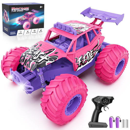 Meislane pink all-terrain RC truck front view for outdoor fun.