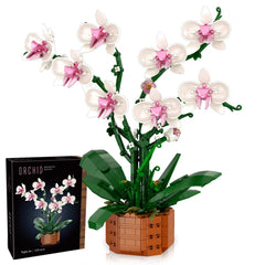 MELAKIY orchid building blocks set front view as a stylish centerpiece.