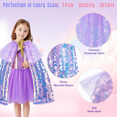 Meland adjustable gold-strap mermaid cape fits ages 3-8