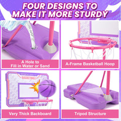Meland height adjustable hoop from 3.4 to 6.2 feet grows with your child.
