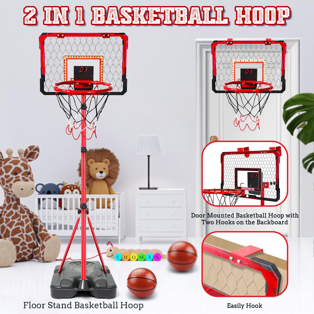Meland floor stand basketball hoop with adjustable height for growing players.