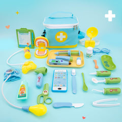 Family doctor play scene with Meland Kit encourages shared learning and storytelling.