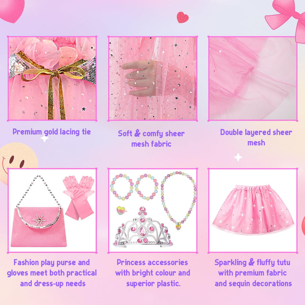 Meland dress-up purse and jewelry add sparkly playtime practicality.
