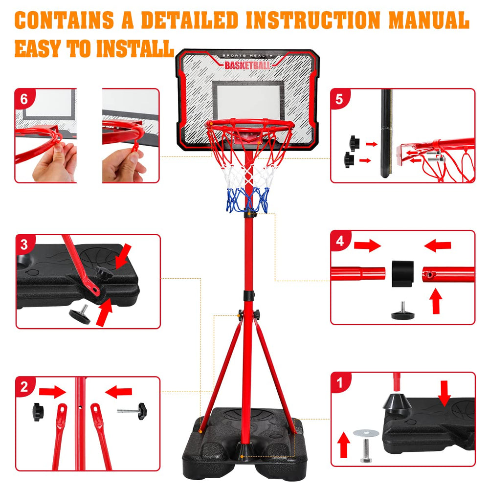 Meland set includes 3 colorful basketballs for beginner shooting practice.