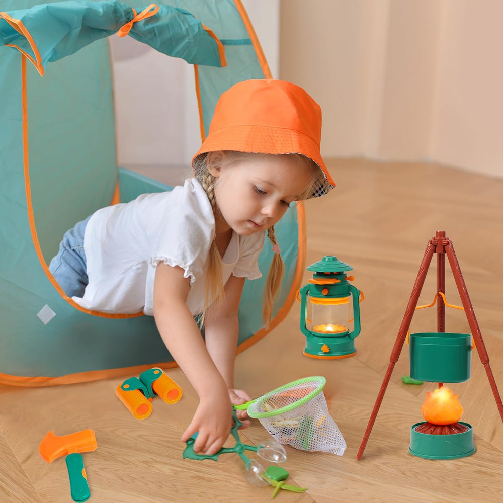 Meland Kids Camping Set hatchet-knife for safe pretend tool use during adventures.