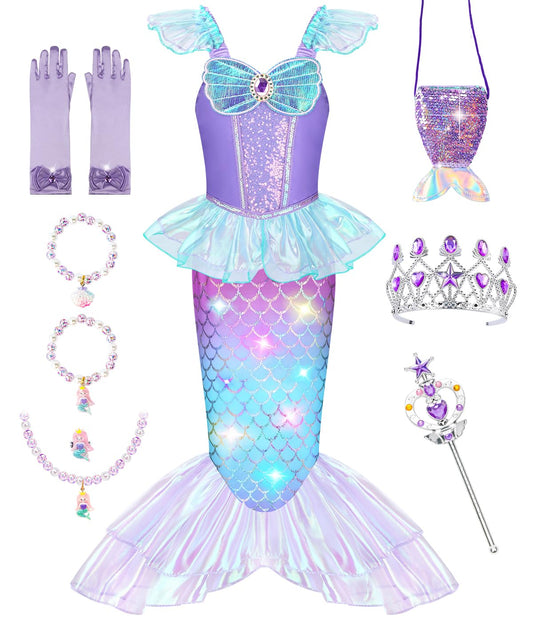 Meland Mermaid costume dress front view sparkles for imaginative dress up adventures