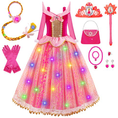 Meland Princess Dress light-up pink tulle for birthday celebrations