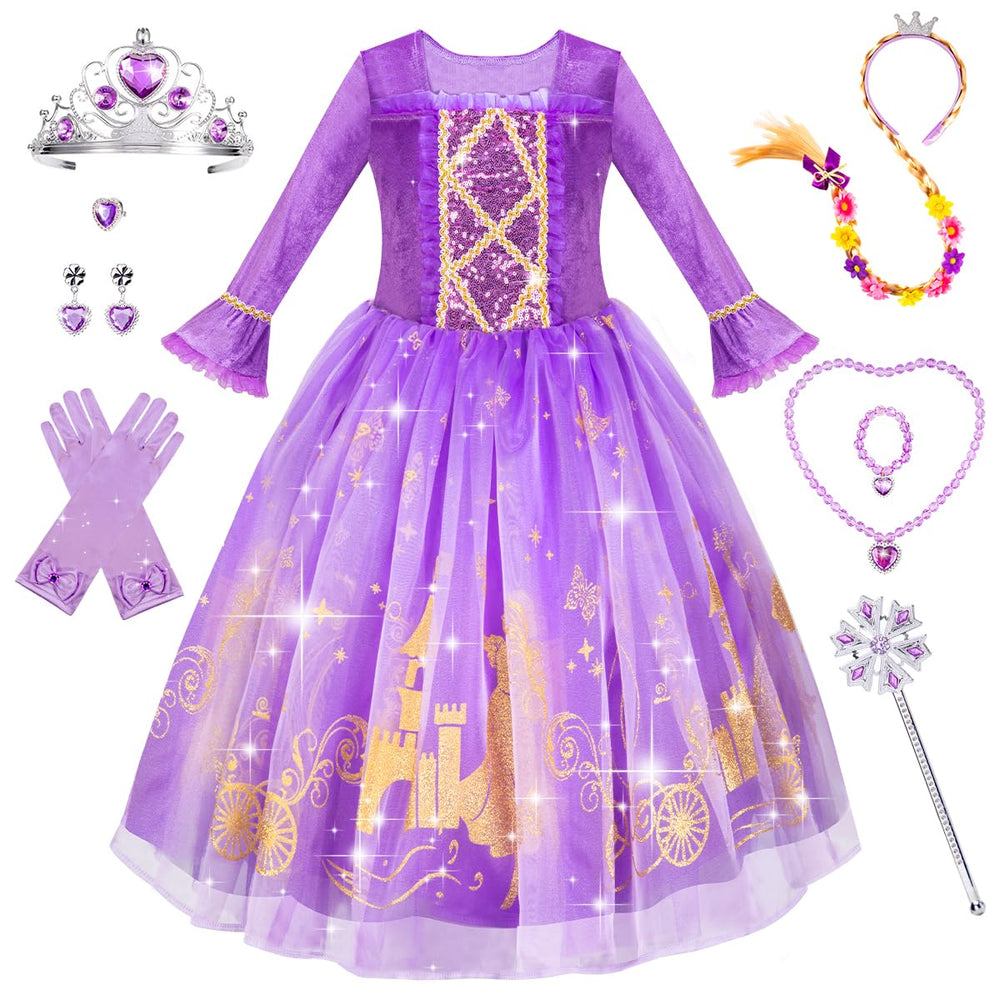 Meland princess dress purple bodice detail for regal birthday look.