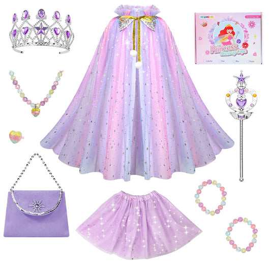 Meland princess dress-up cape with glitter design for pretend play and stylish flair.