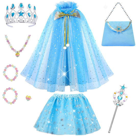 Meland Princess cape with glitter boosts imaginative dress-up play.