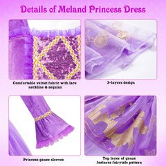 Meland princess dress velvet bodice creates elegant, comfortable fit