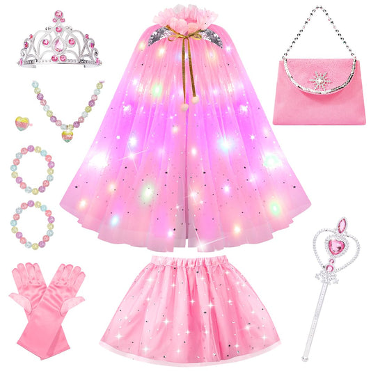 Meland princess dress-up cape light-up glows for celebrations.