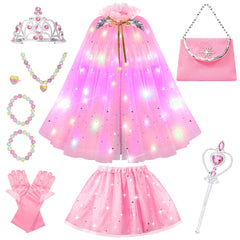 Meland princess dress-up cape light-up glows for celebrations.