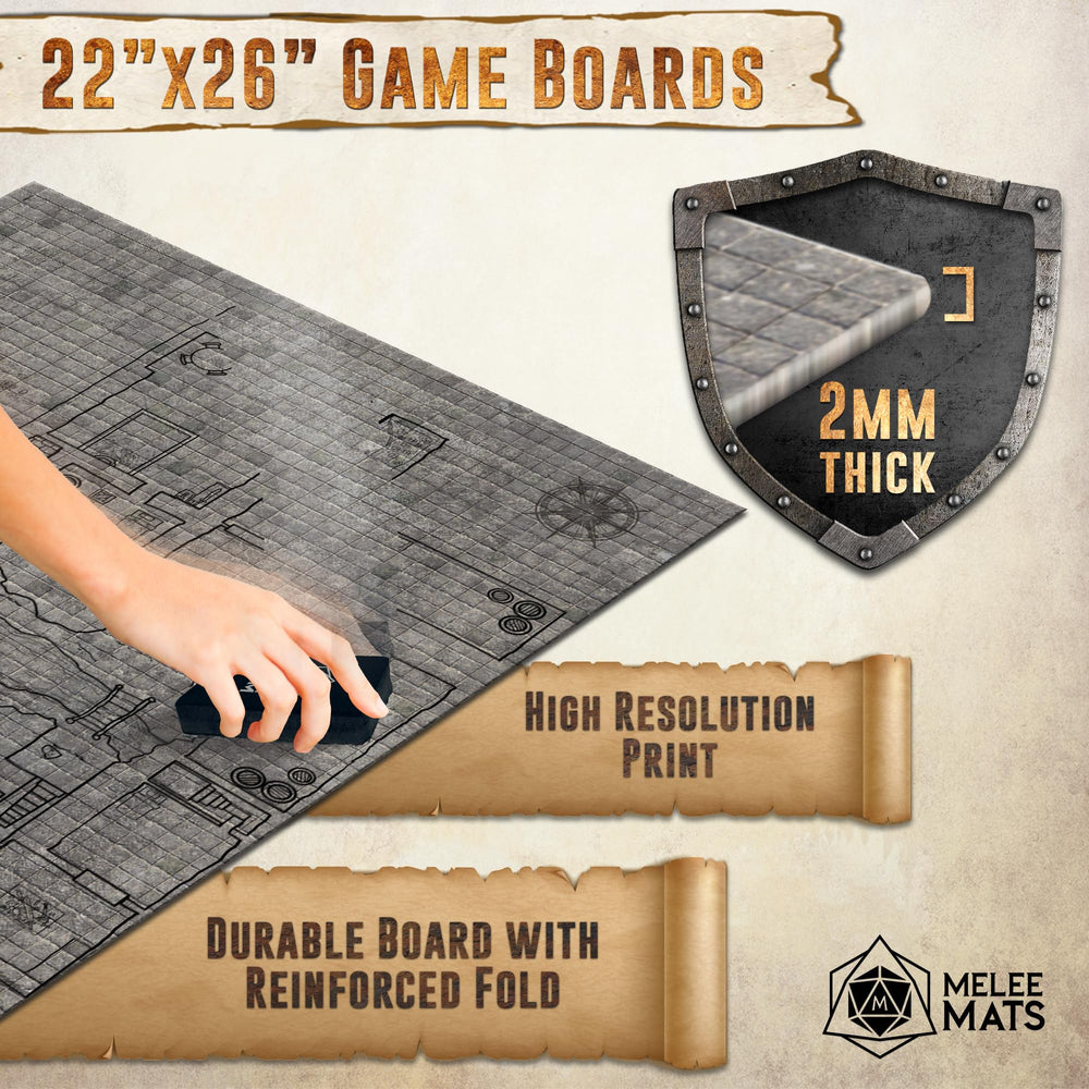 Melee Mats DND dungeon double-sided map for classic dungeon exploration.
