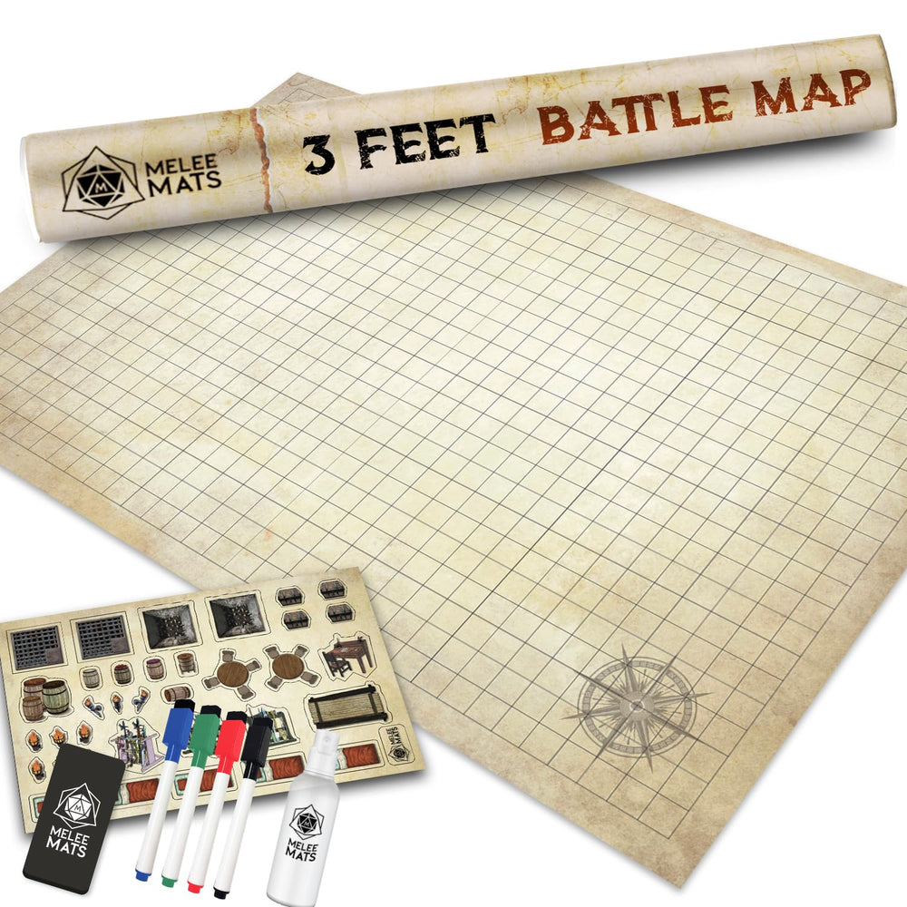 Melee Mats DND map starter set 24x36 battle grid for seamless tabletop battles