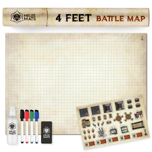 Melee Mats DND map starter set battle mat laid flat for smooth DND play
