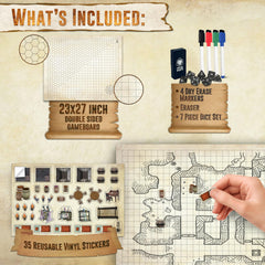Melee Mats DND Map Starter Set square and hex grid designs for flexible layouts.