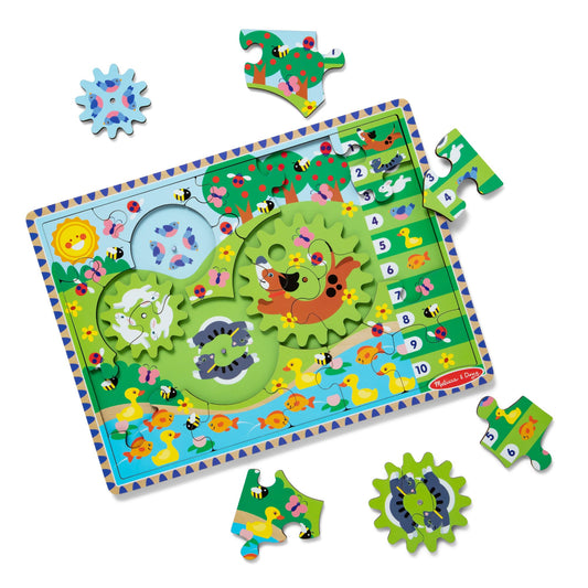 Melissa & Doug Animal Chase Gear Puzzle with spinning gears for fine motor development