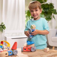 Melissa & Doug Blockables Vehicles airplane with felt propeller supports storytelling