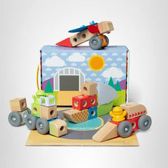 Melissa & Doug Blockables Vehicles FSC-certified wood for responsible play