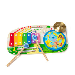 Melissa & Doug Blue's Clues & You wooden music board with drum, encouraging rhythm exploration