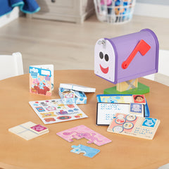 Reusable stickers customize the Blue's Clues mailbox for creative prompts