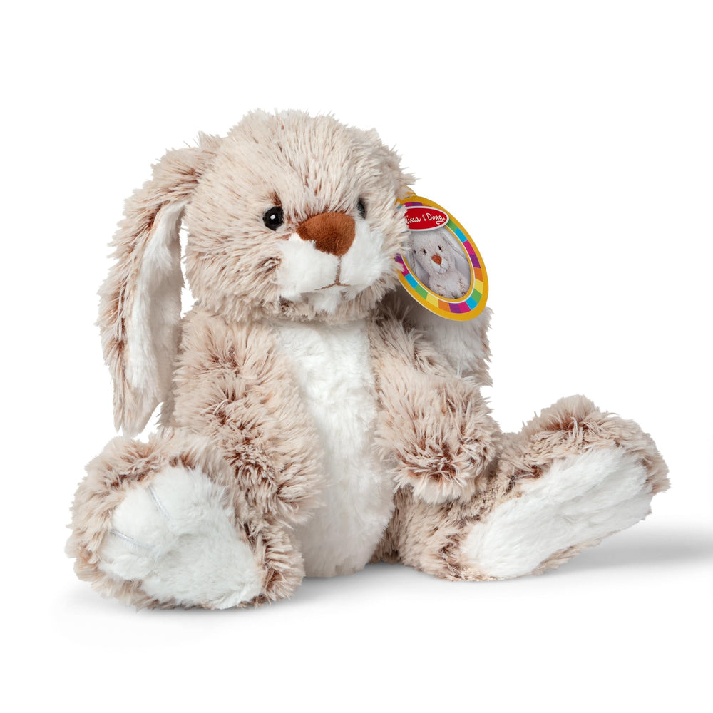 Gray Burrow Bunny with white fluffy tail adds nursery charm