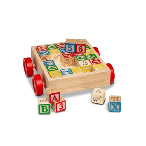 Melissa & Doug Classic ABC Block Cart with colorful blocks boosts color recognition