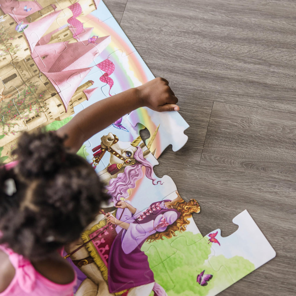 Melissa & Doug Fairy Tale Castle puzzle with kids playing for family time