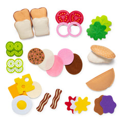 Melissa and Doug felt sandwich meats and cheeses shown for stacking and role-play.