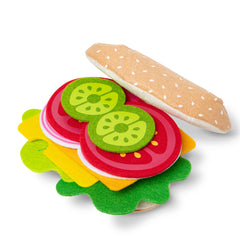 Melissa and Doug felt sandwich set ingredients shown for imaginative play and easy cleanup.
