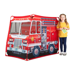 Melissa & Doug Fire Truck Play Tent detailed dials and hoses spark rescue role play.