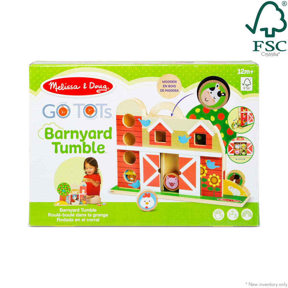 Melissa & Doug GO Tots built-in carrying handle supports portable farm play.